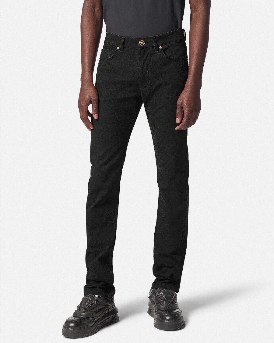 Hot Barocco Jacquard Slim-Fit Jeans Pants & Shorts