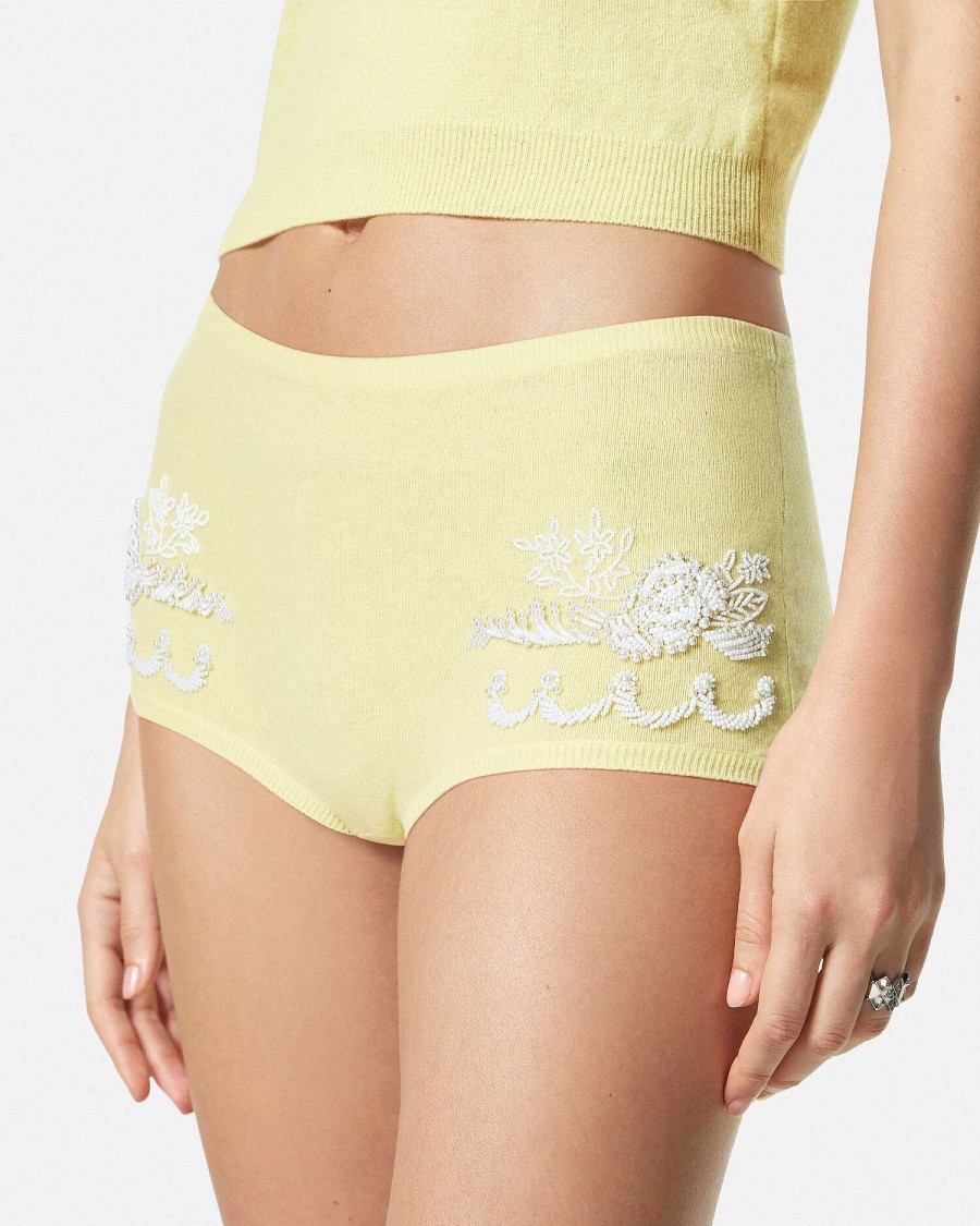 Best Embroidered Cashmere Knit Shorts Knitwear