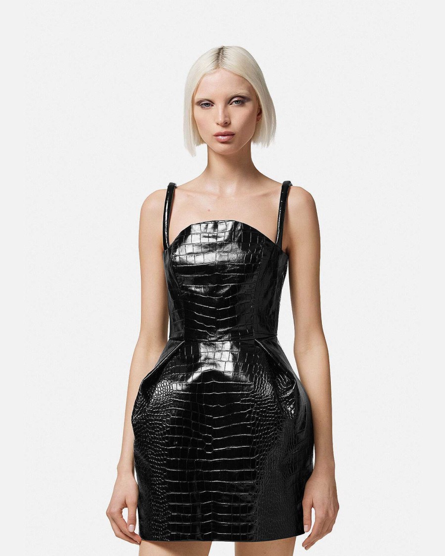 Best Croc-Effect Leather Mini Dress Dresses