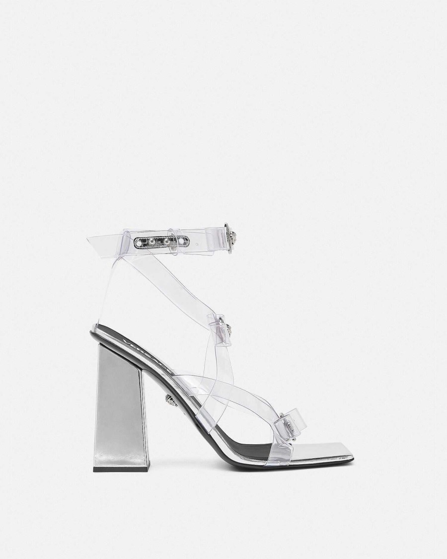 Hot Gianni Ribbon Transparent Cage Sandals 105 Mm Sandals