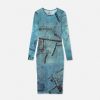 Online Patchwork Denim Lace Midi Dress Clothing