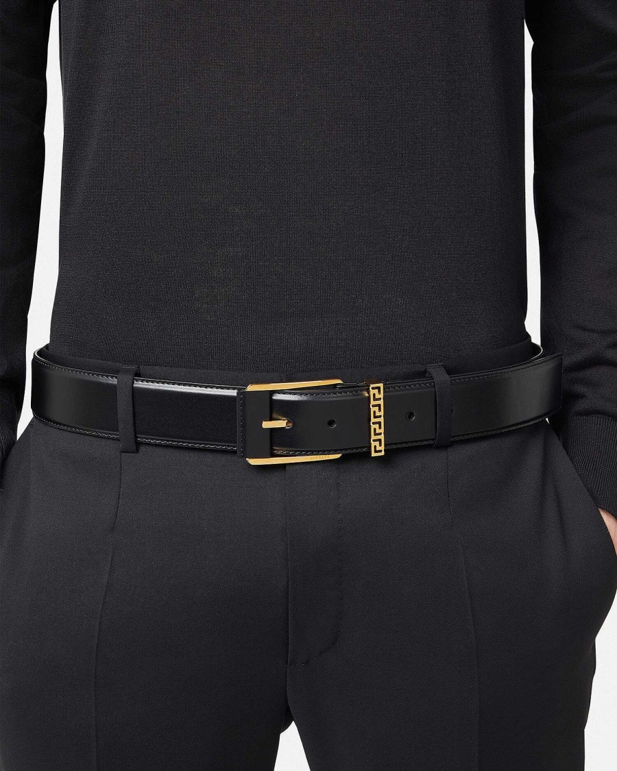 Clearance Greca Accent Leather Belt Belts