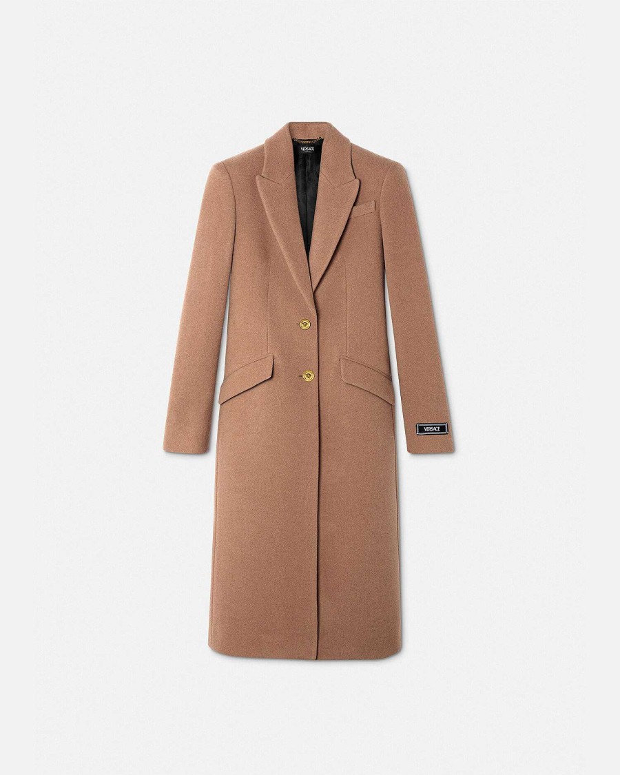 Hot Camel Wool Single-Breasted Long Coat Outerwear & Coats