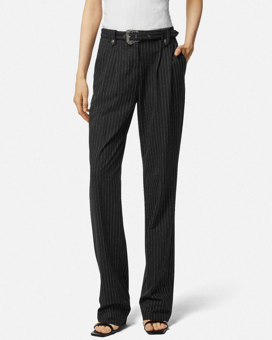 Wholesale Pinstripe Baroque Buckle Pants Clothing