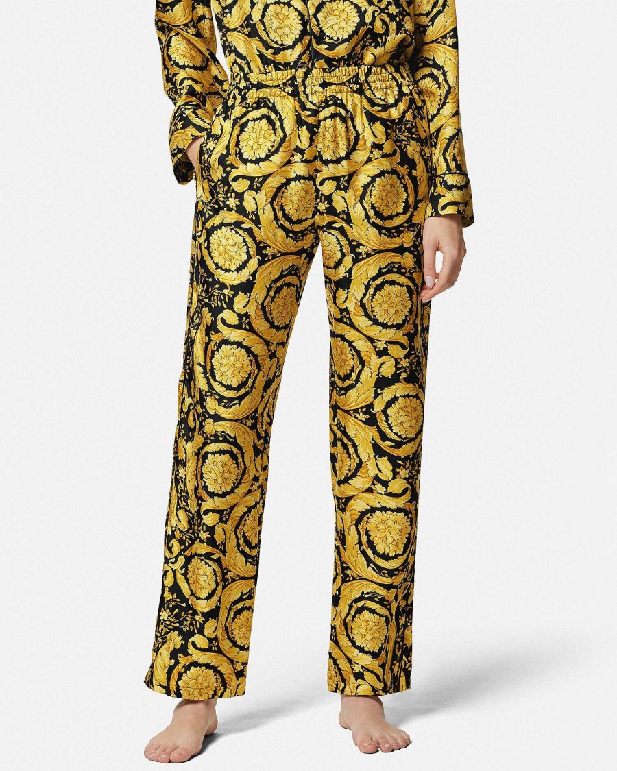 Online Barocco Print Silk Pyjama Bottoms Loungewear & Pajamas