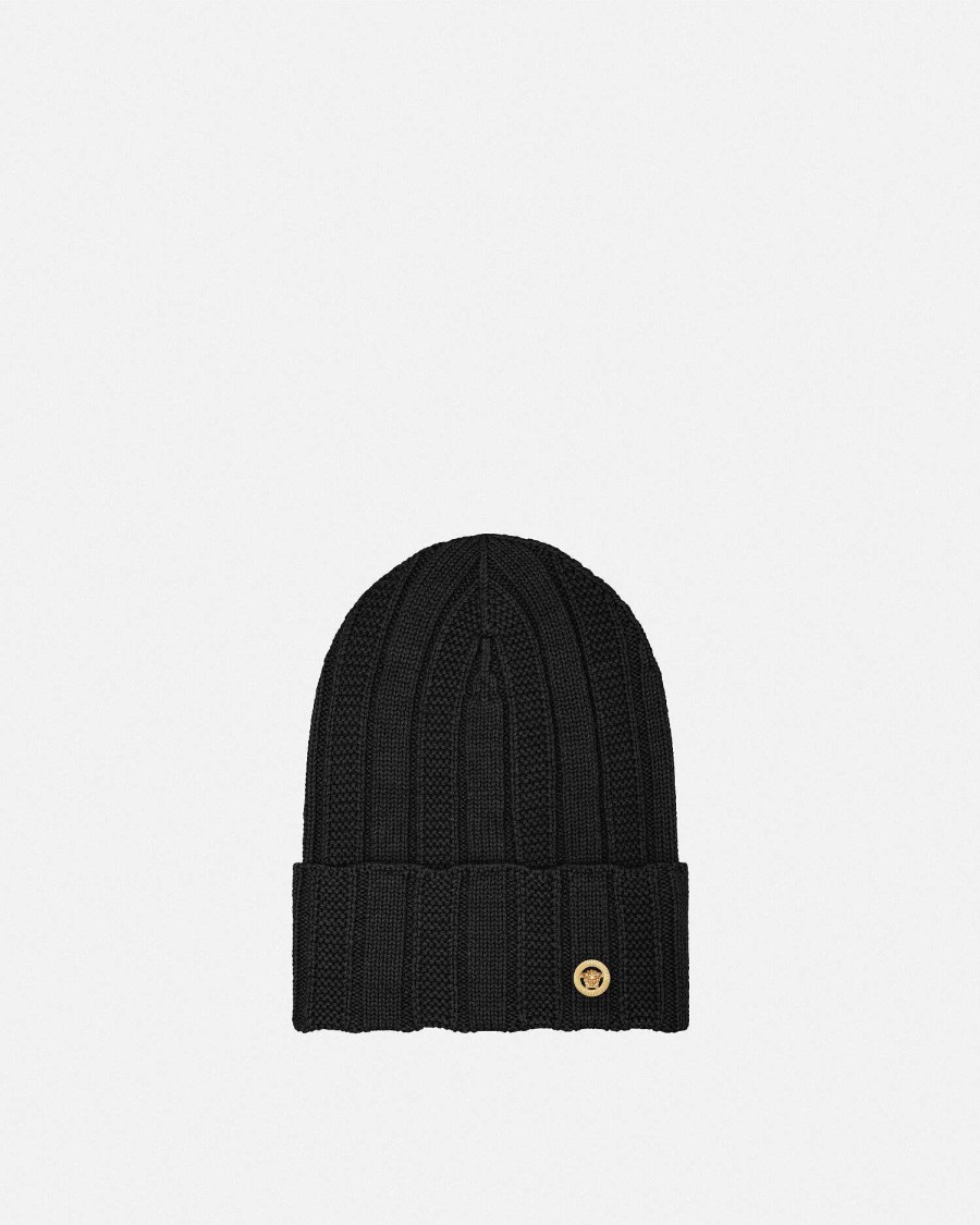 Clearance Medusa Ribbed Knit Beanie Soft Accessories