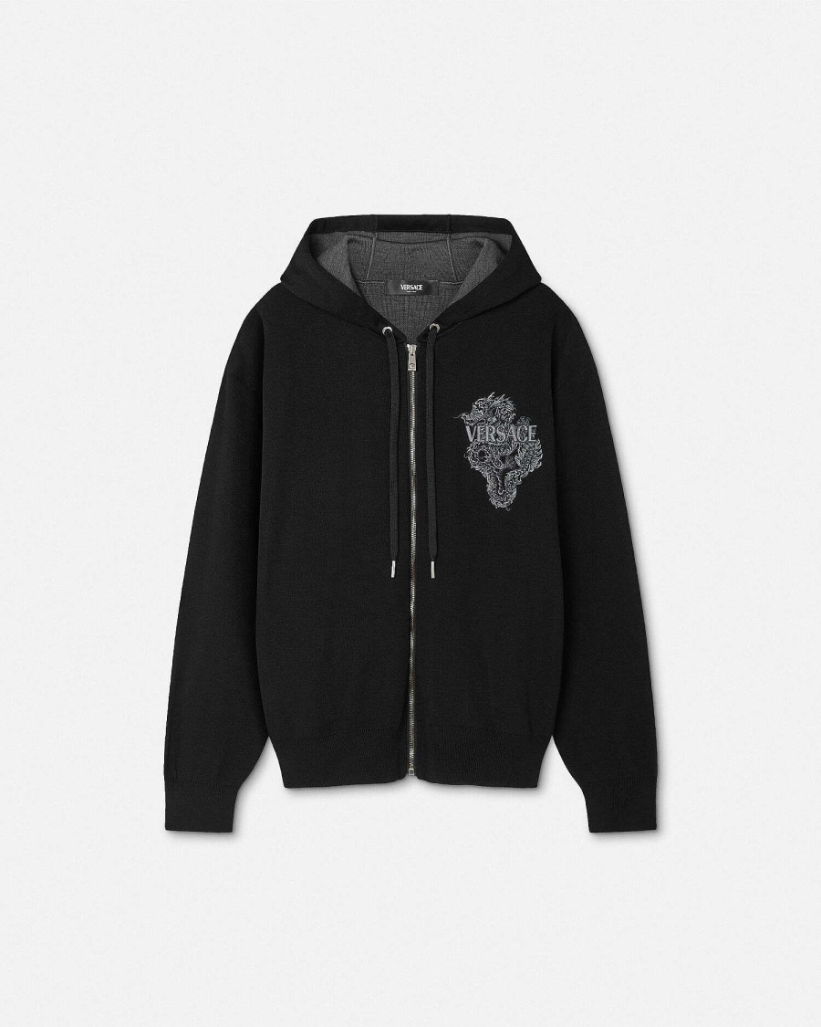 Hot Year Of The Dragon Knit Zip Hoodie Knitwear