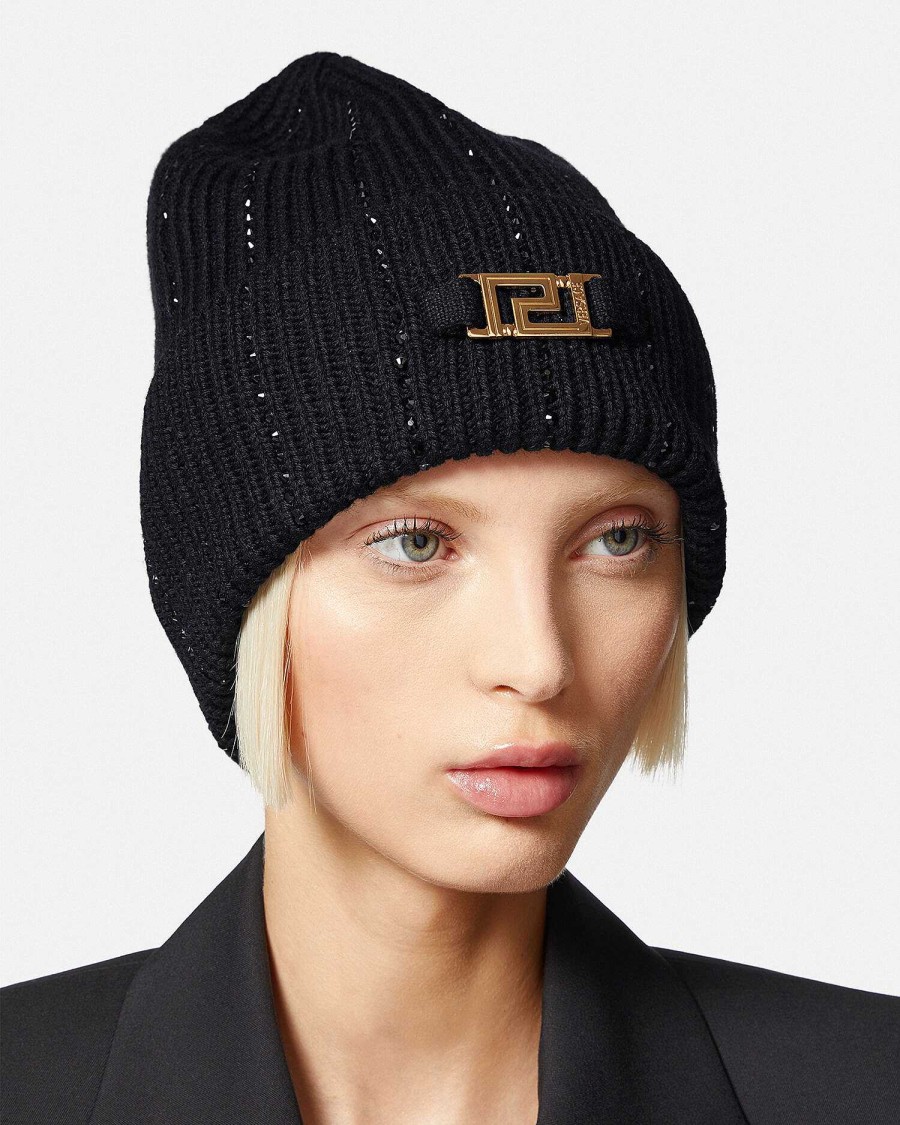 Hot Greca Crystal Ribbed Beanie Soft Accessories