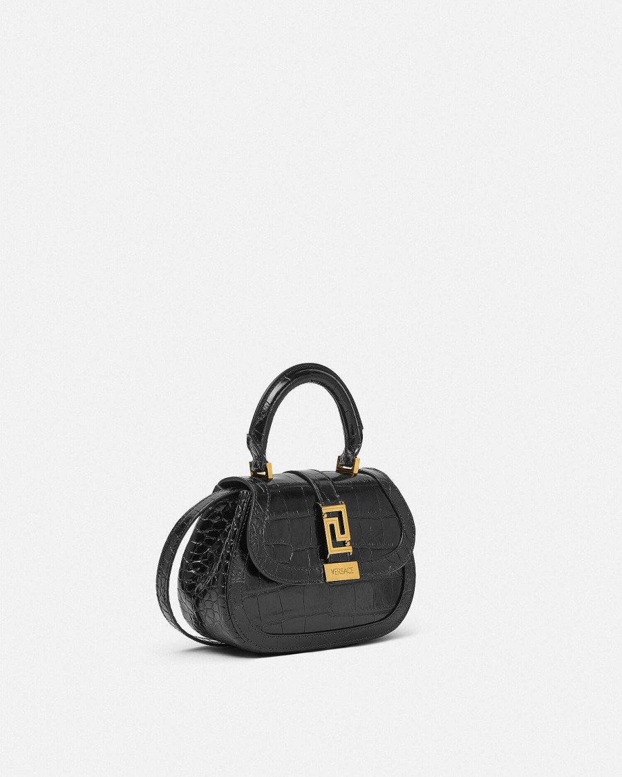 Online Croc-Effect Greca Goddess Mini Bag Top Handle