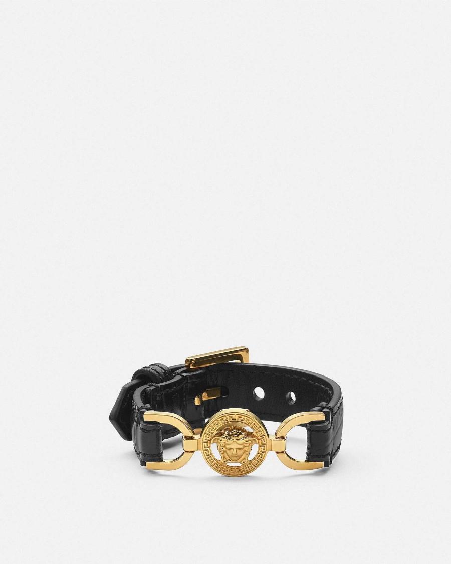 Hot Medusa '95 Croc-Effect Leather Bracelet Bracelets