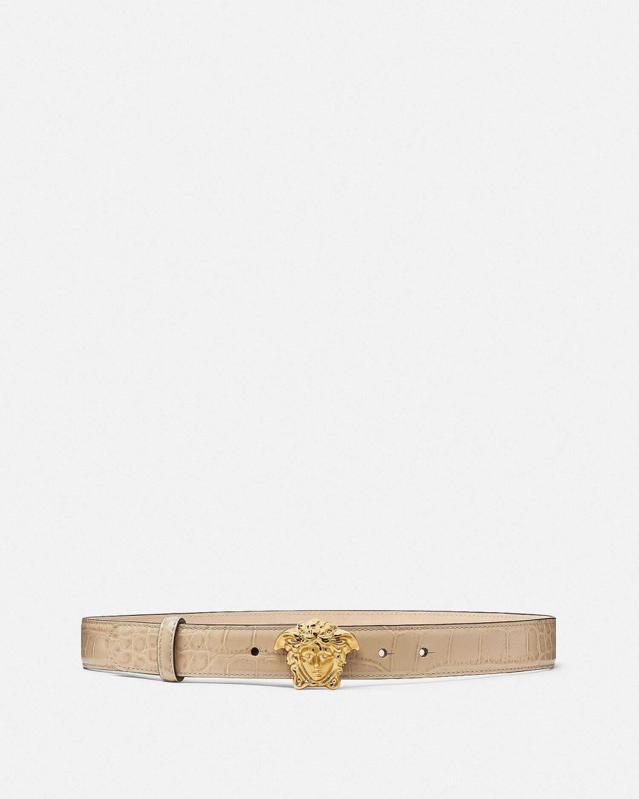 Clearance Croc-Effect La Medusa Leather Belt Belts