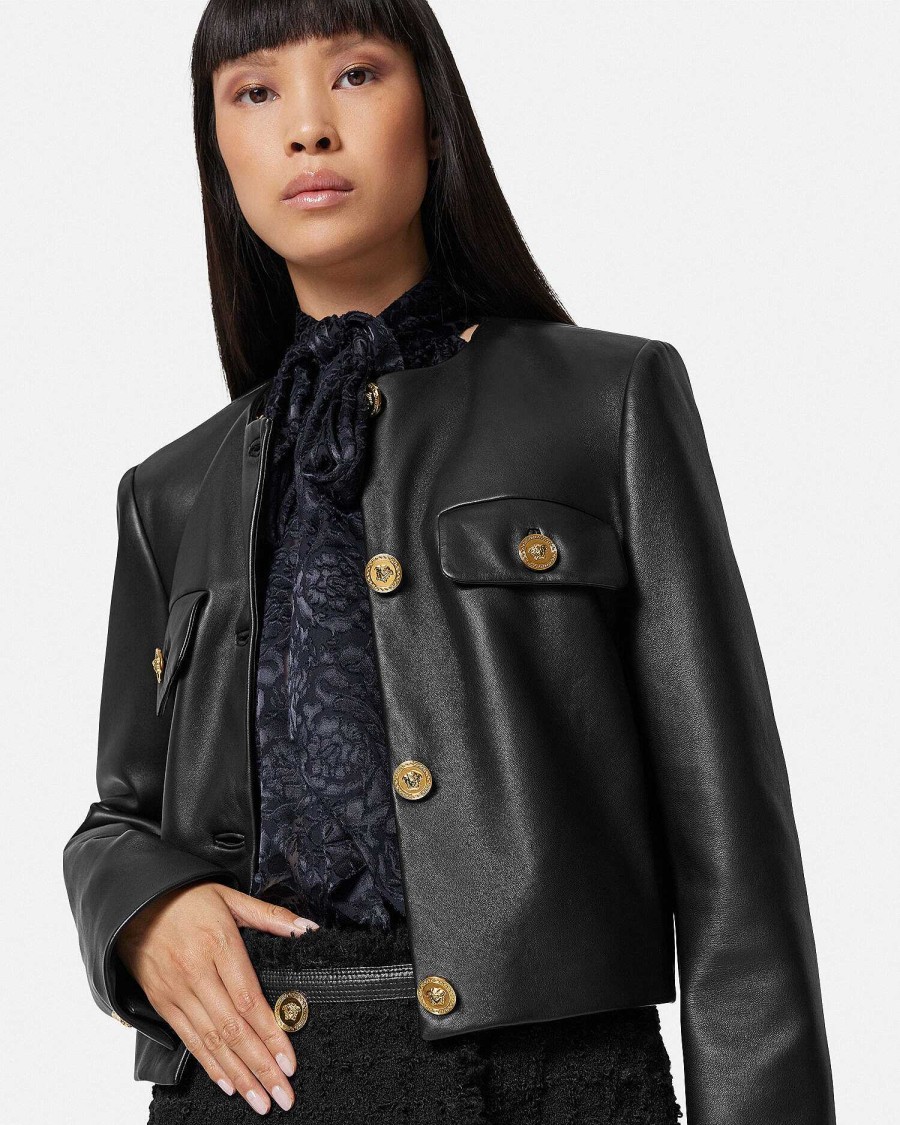 Clearance Leather Cardigan Jacket Outerwear & Coats