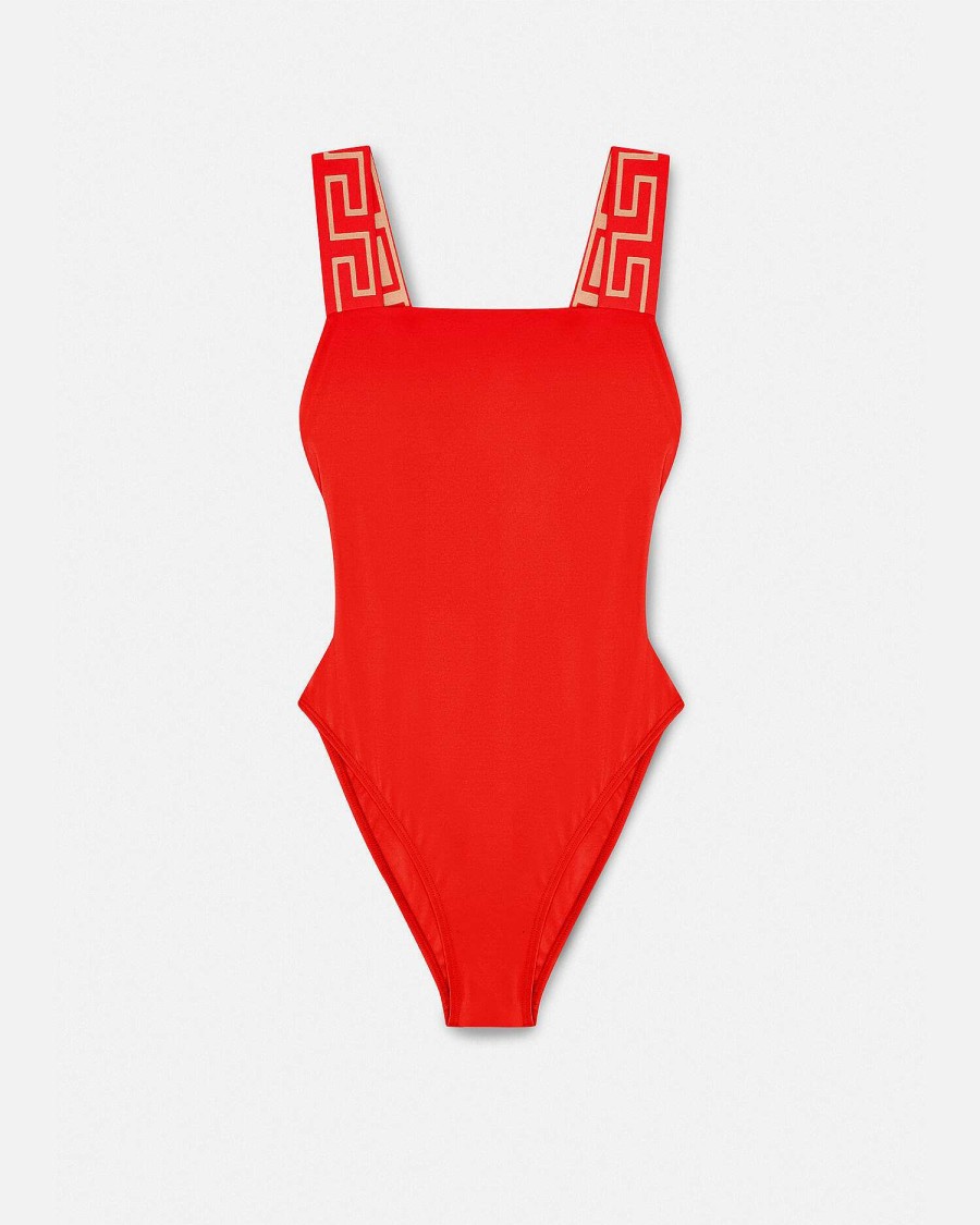 Clearance Greca Border One-Piece Swimsuit Swimwear