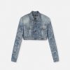 Hot Glitter Animalier Crop Denim Jacket Clothing