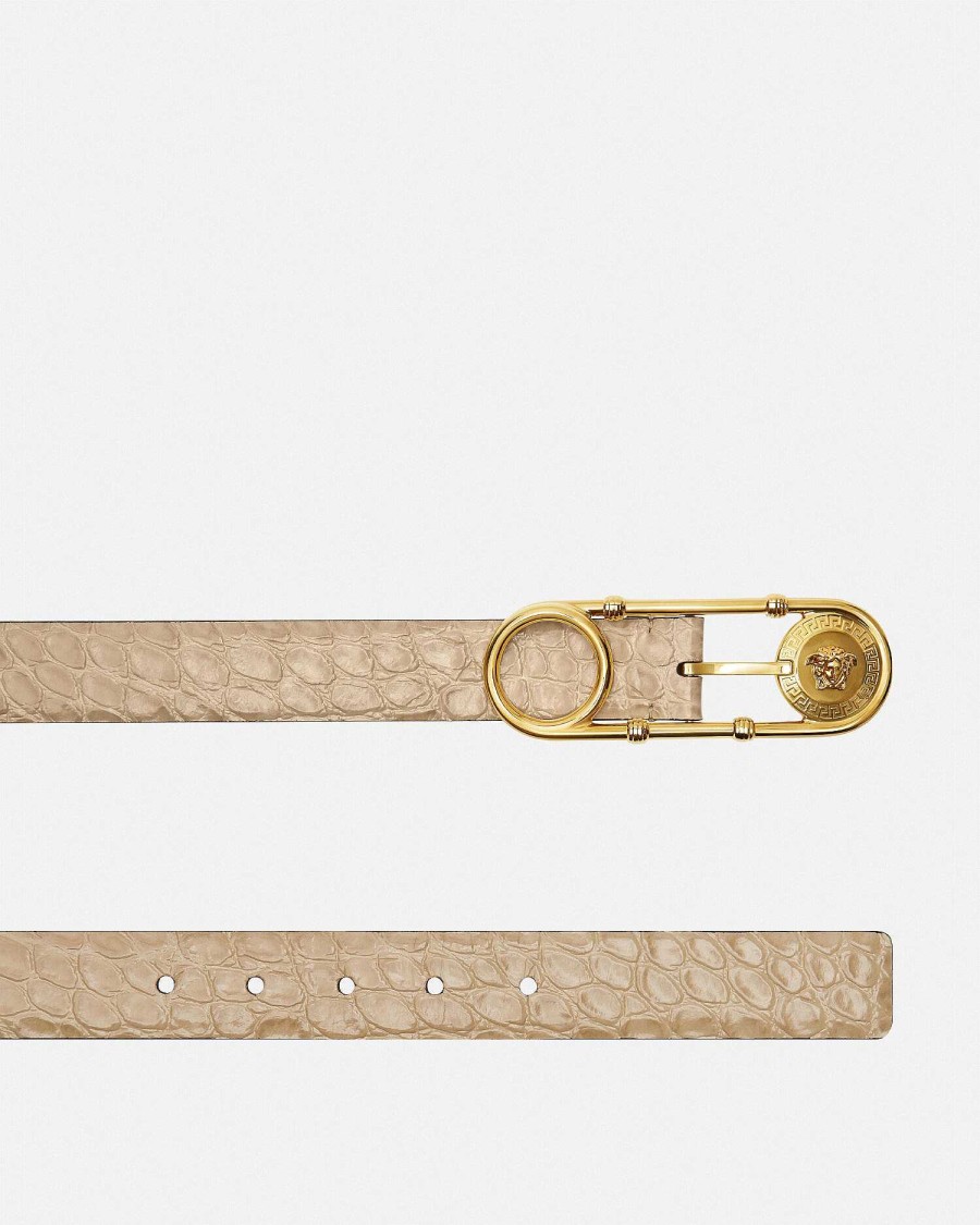 Hot Safety Pin Croc-Effect Belt Belts