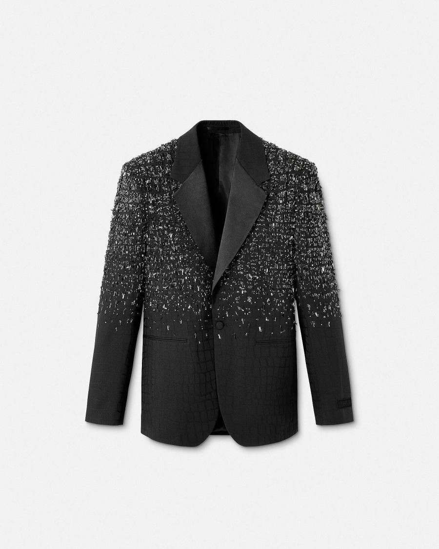 Best Crystal Croc-Effect Jacquard Blazer Blazers & Suits