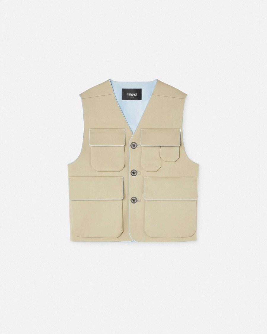 Hot Bonded Gabardine Cargo Vest Jackets & Coats