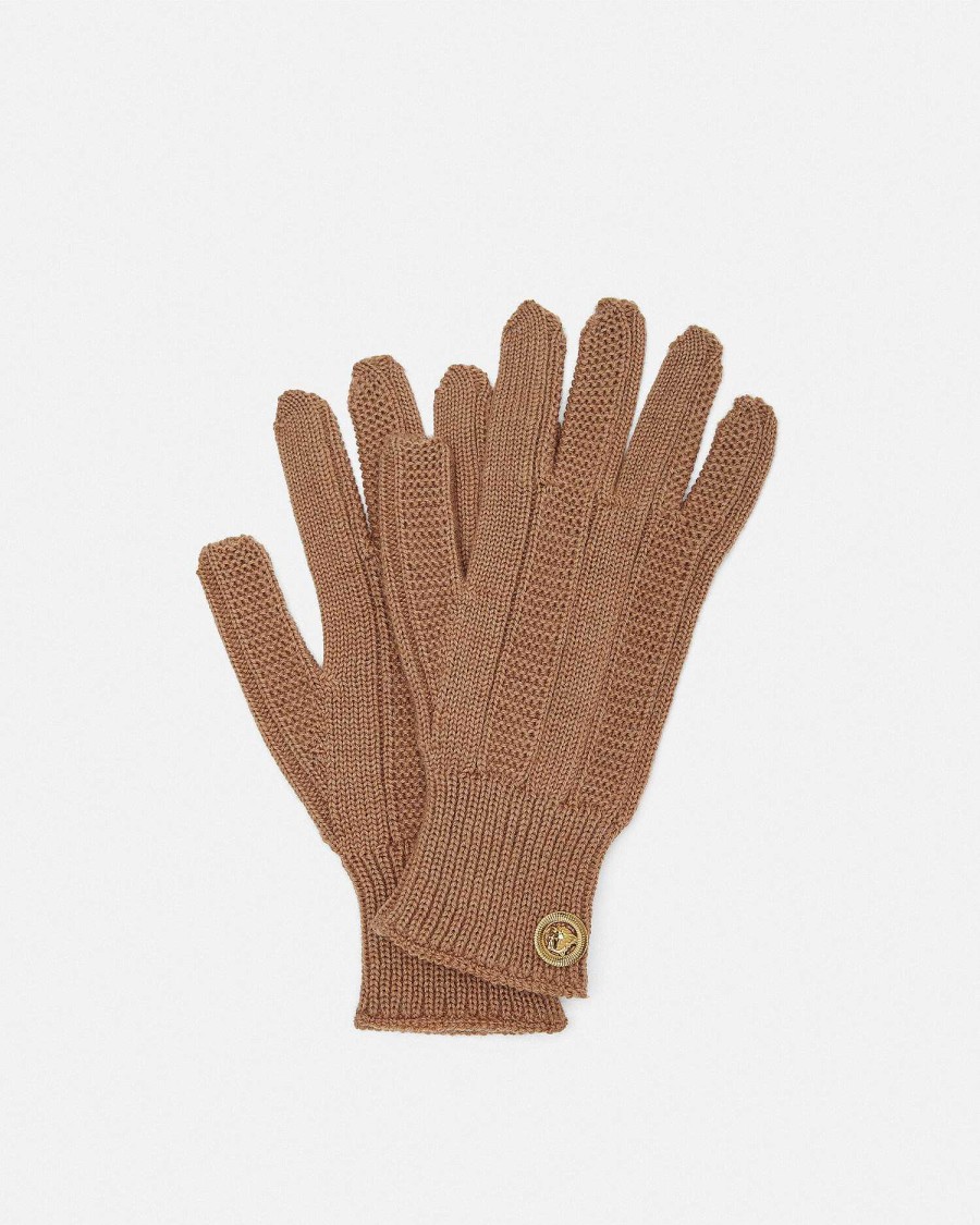 Online Medusa Ribbed Knit Gloves Soft Accessories