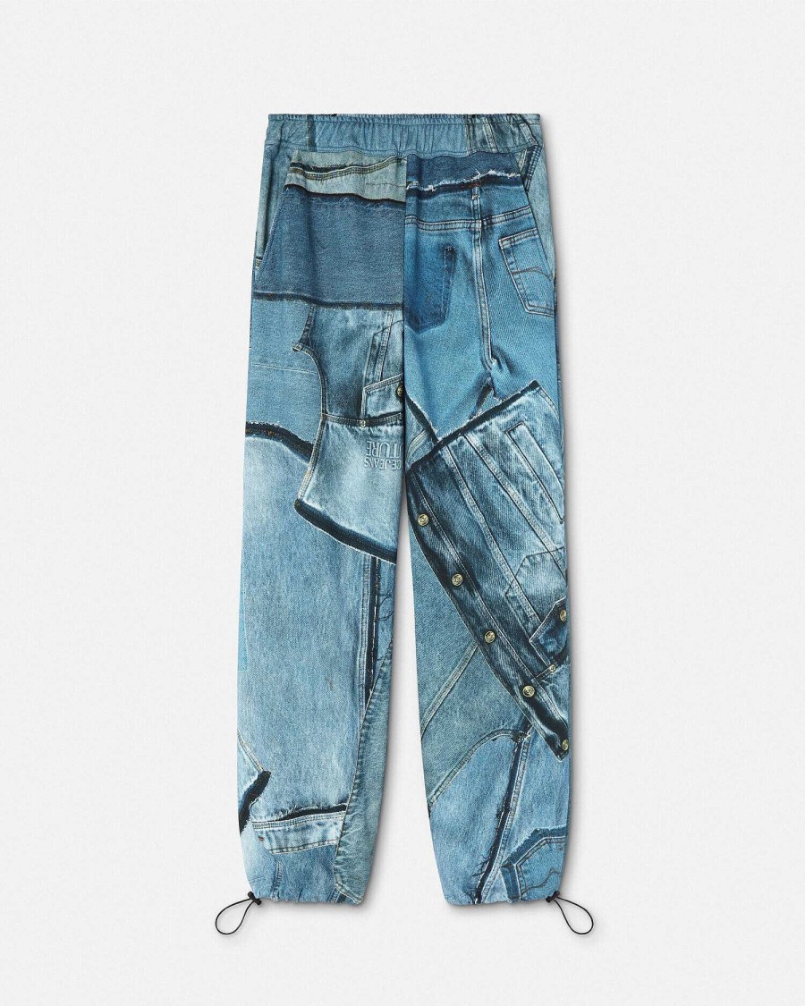 Wholesale Patchwork Denim Sweatpants Clothing