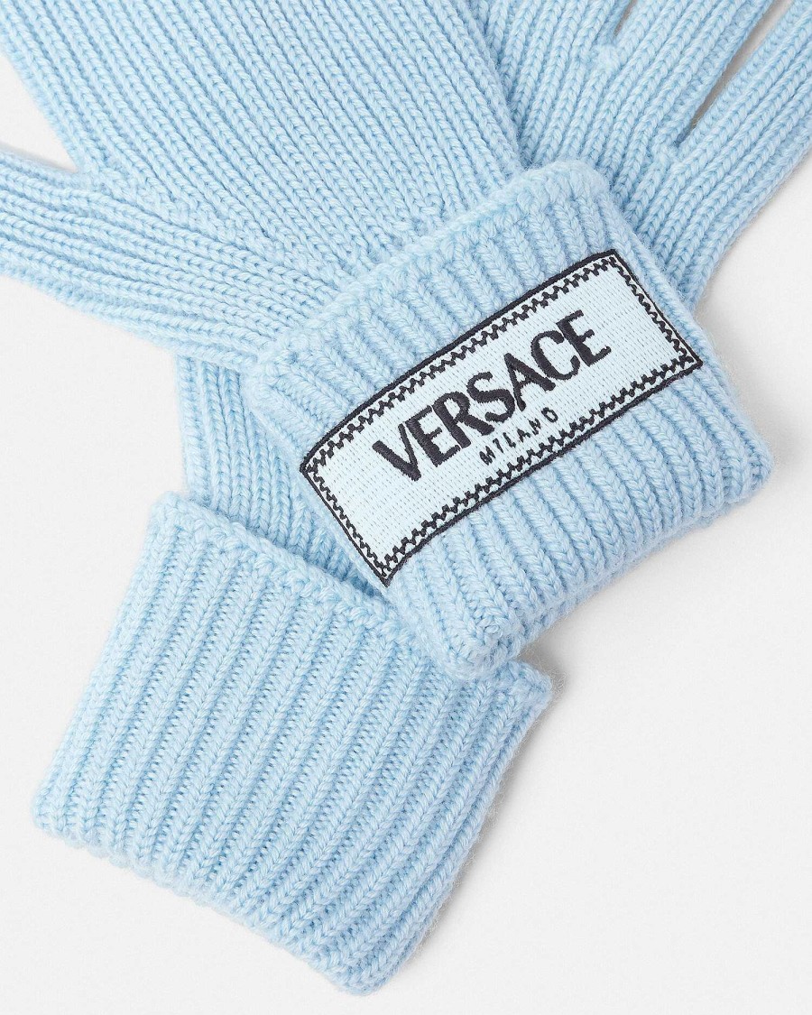 Online 90S Vintage Logo Knit Gloves Soft Accessories