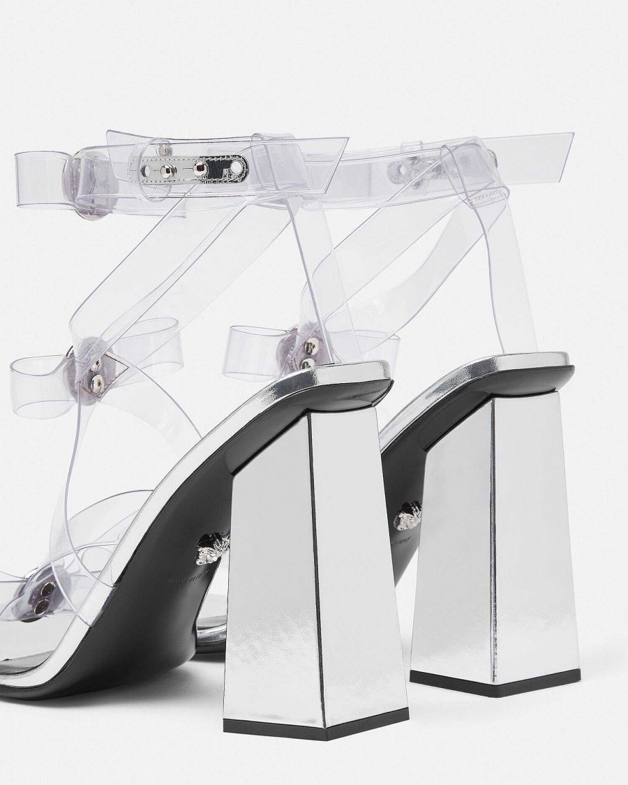 Hot Gianni Ribbon Transparent Cage Sandals 105 Mm Sandals