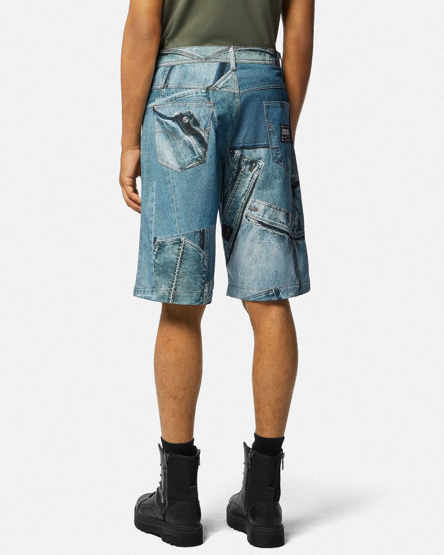 Hot Patchwork Denim Bermuda Shorts Clothing