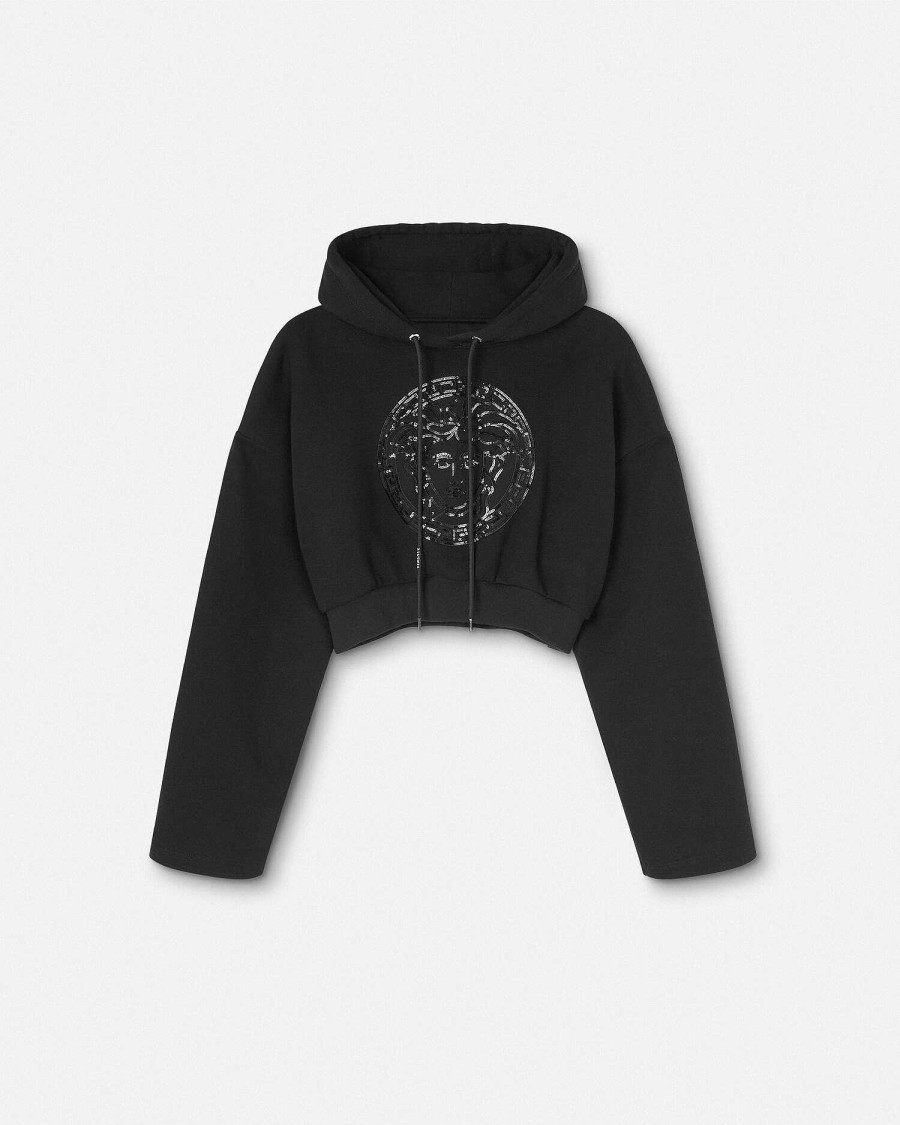 Clearance Embellished Medusa Crop Hoodie T-Shirts & Sweatshirts