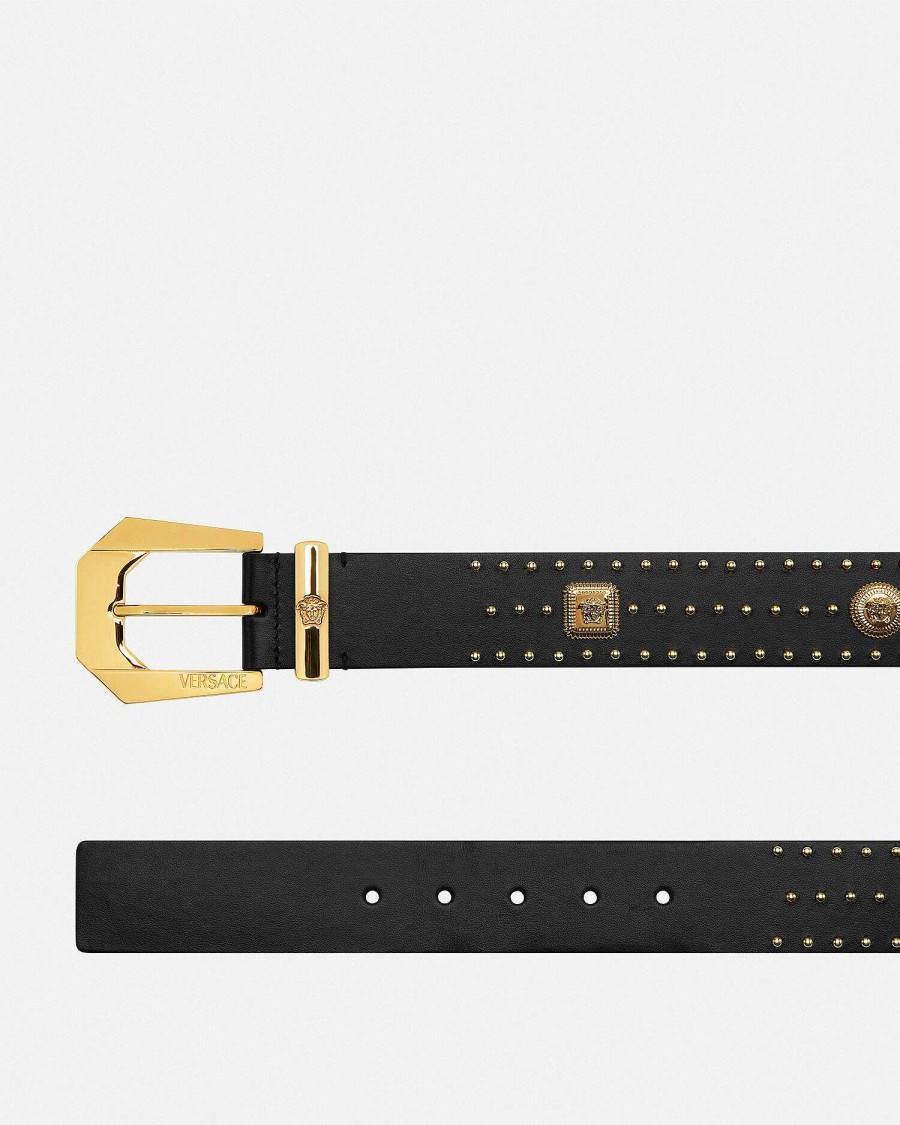 Clearance Studded Medusa Heritage Leather Belt Belts