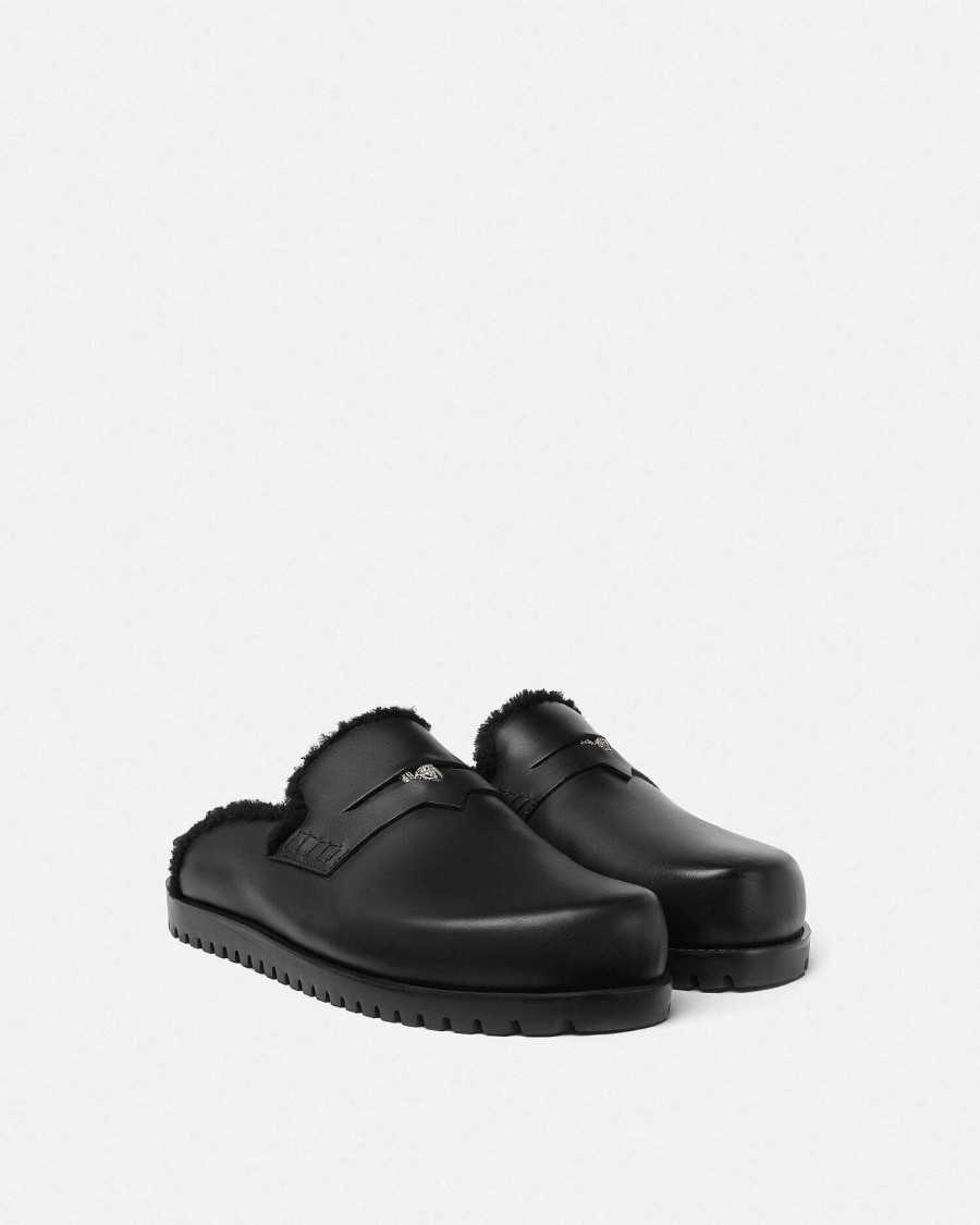 Online Shearling Medusa Mules Loafers & Slippers