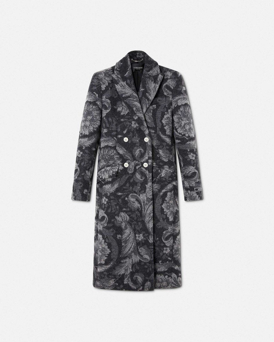 Clearance Barocco Stencil Wool Long Coat Outerwear & Coats