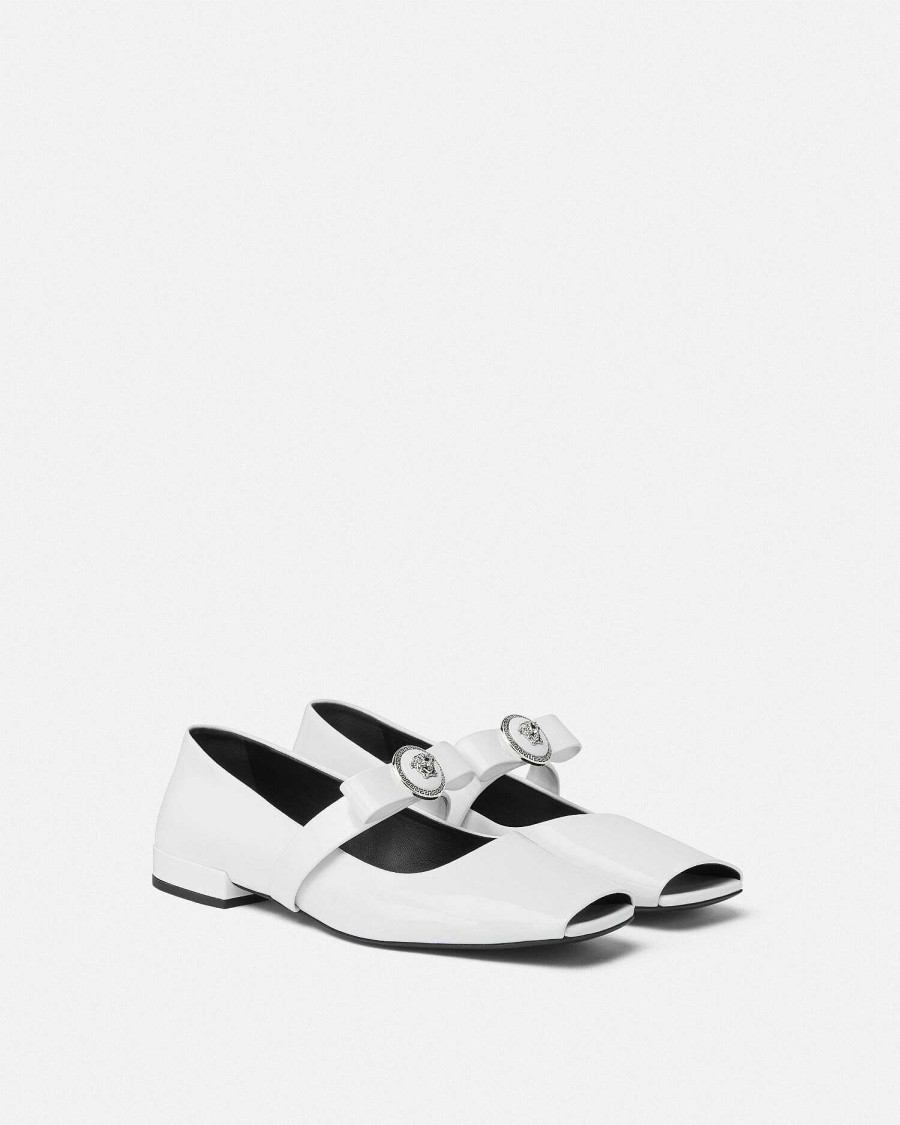 Hot Gianni Ribbon Open Patent Ballerinas Loafers & Flats