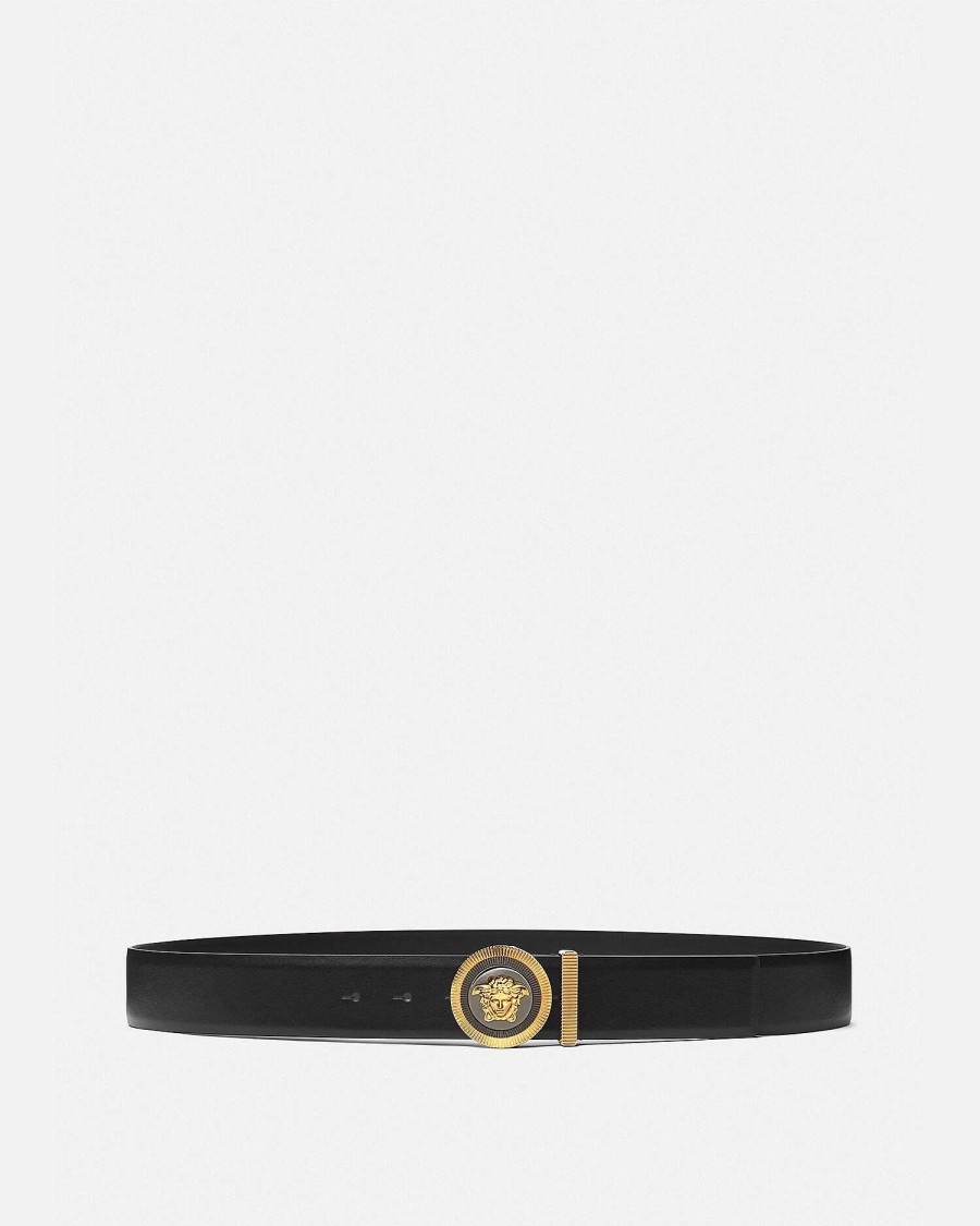 Online Enamel Medusa Biggie Leather Belt Belts