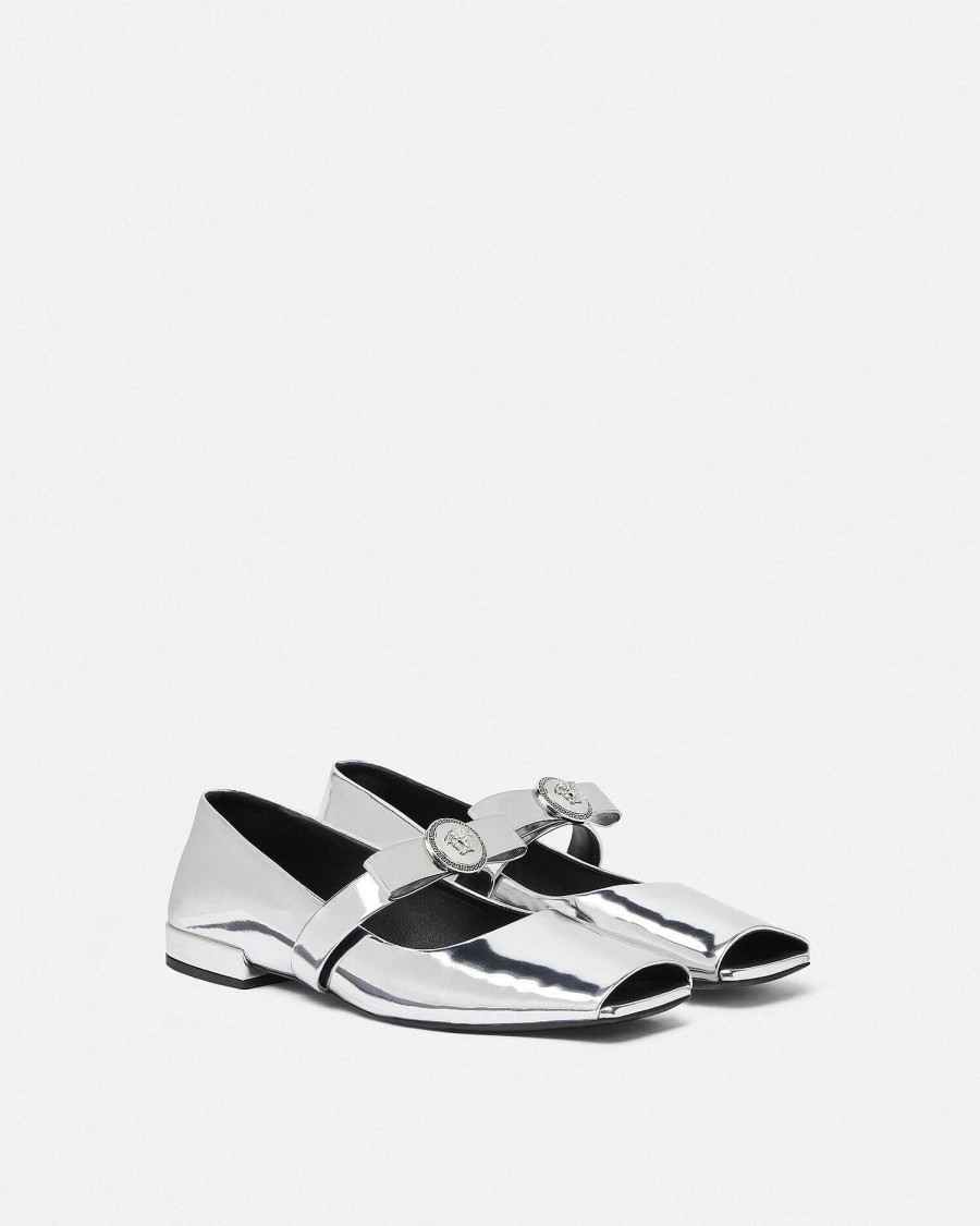 Best Gianni Ribbon Open Metallic Ballerinas Loafers & Flats