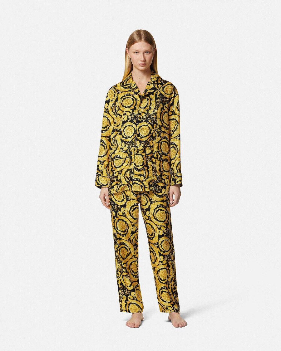 Online Barocco Print Silk Pyjama Bottoms Loungewear & Pajamas