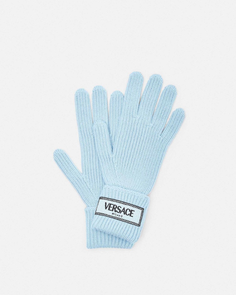 Online 90S Vintage Logo Knit Gloves Soft Accessories