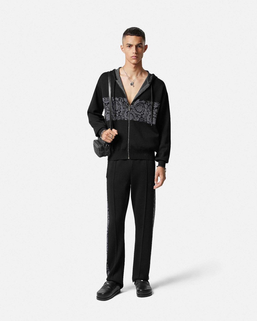 Online Barocco Jacquard Knit Zip Hoodie Knitwear