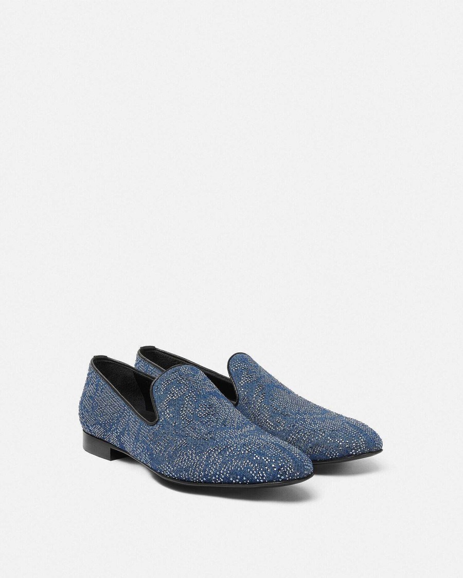 Hot Crystal Barocco Denim Slippers Loafers & Slippers