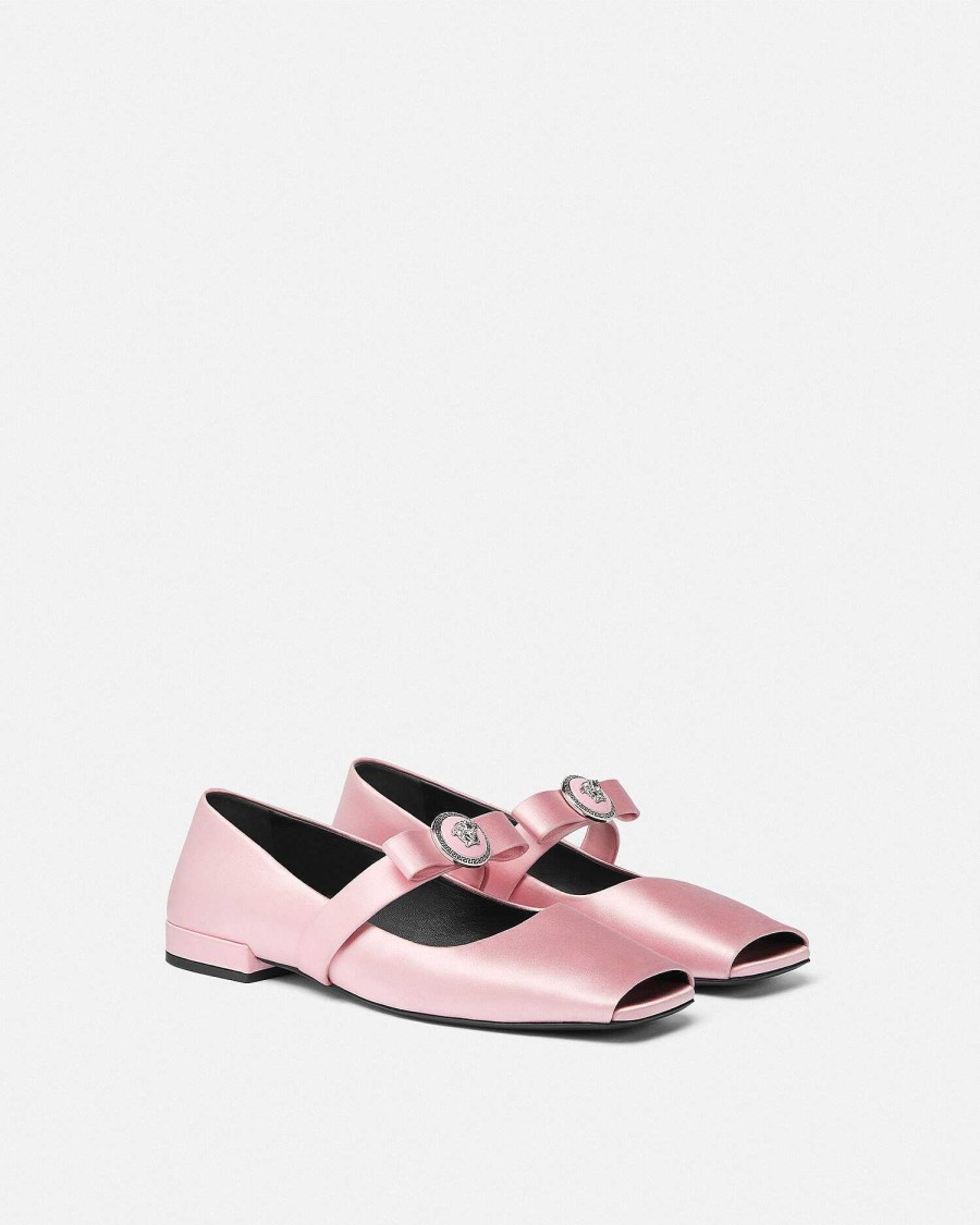 New Gianni Ribbon Open Satin Ballerinas Loafers & Flats