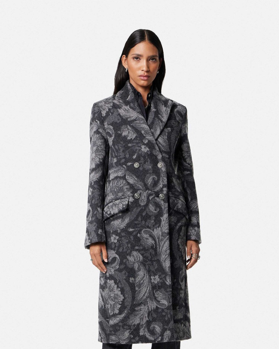 Clearance Barocco Stencil Wool Long Coat Outerwear & Coats