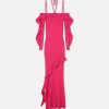 Best Ruffled Ribbed Knit Long Dress Clothing