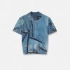 New Patchwork Denim Knit Top Clothing