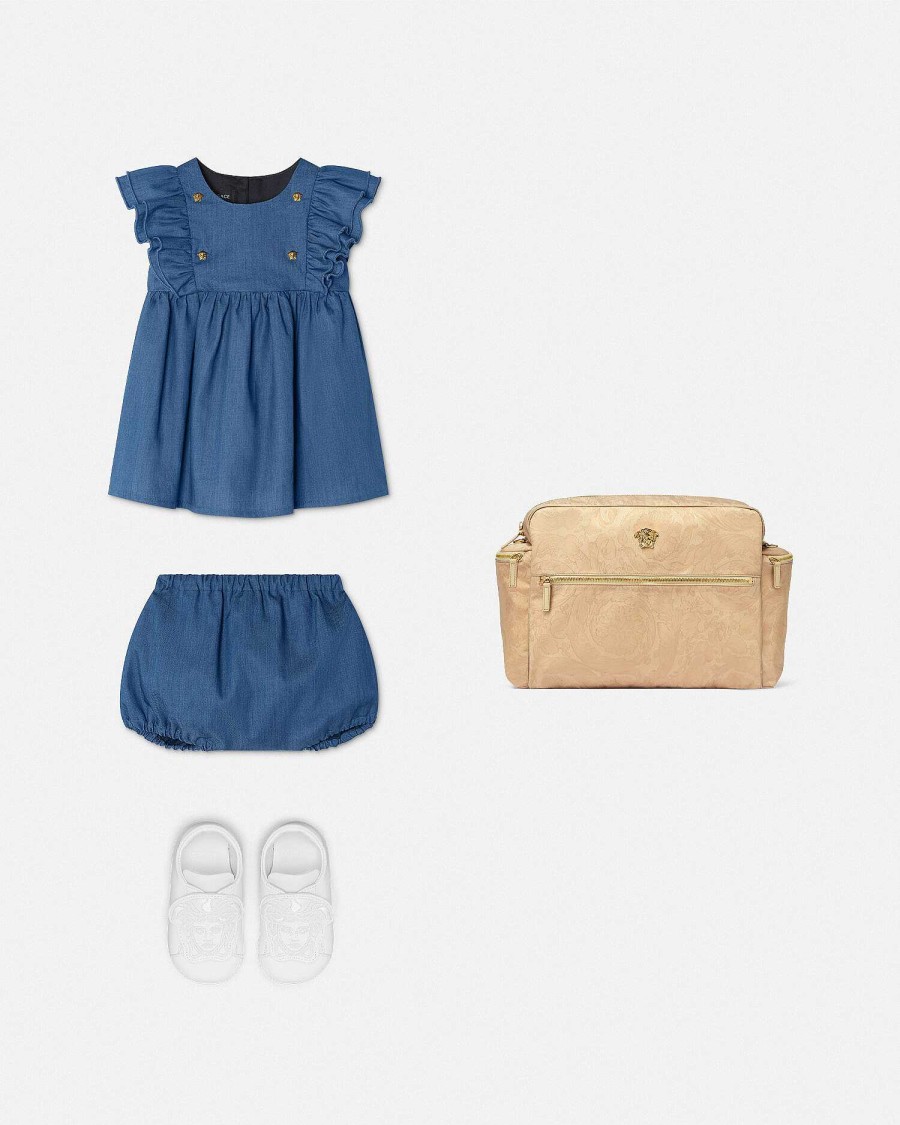 Online Ruffled Chambray Baby Dress Set Clothing