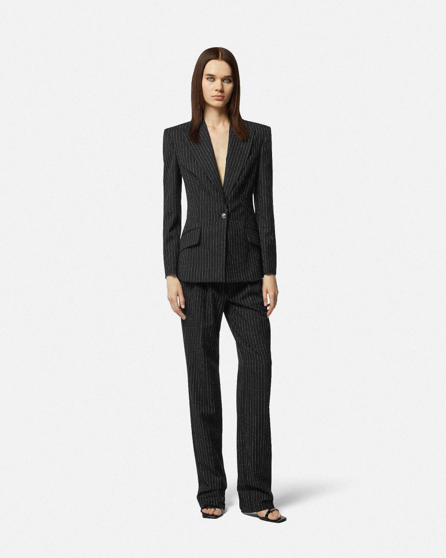 Online Pinstripe Baroque Buckle Blazer Clothing