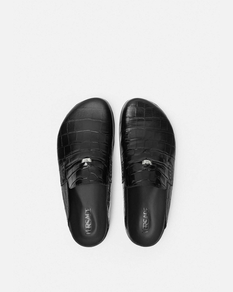 Hot Croc-Effect Medusa Mules Loafers & Slippers