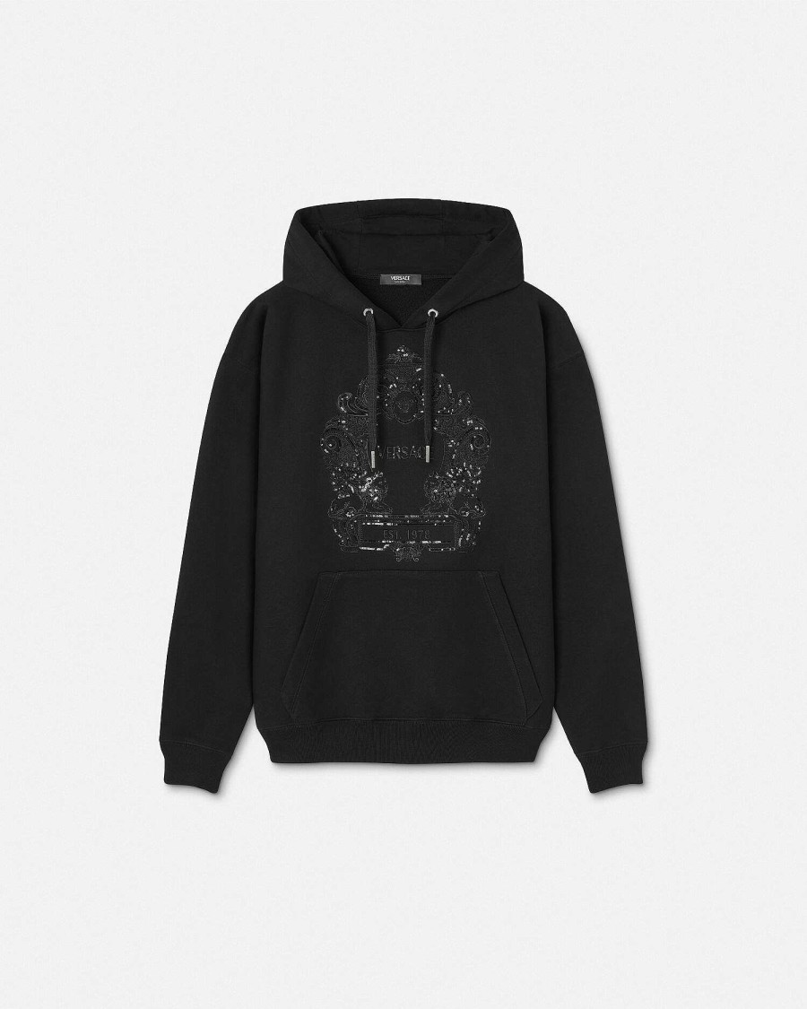 Clearance Embellished Versace Cartouche Hoodie Sweatshirts