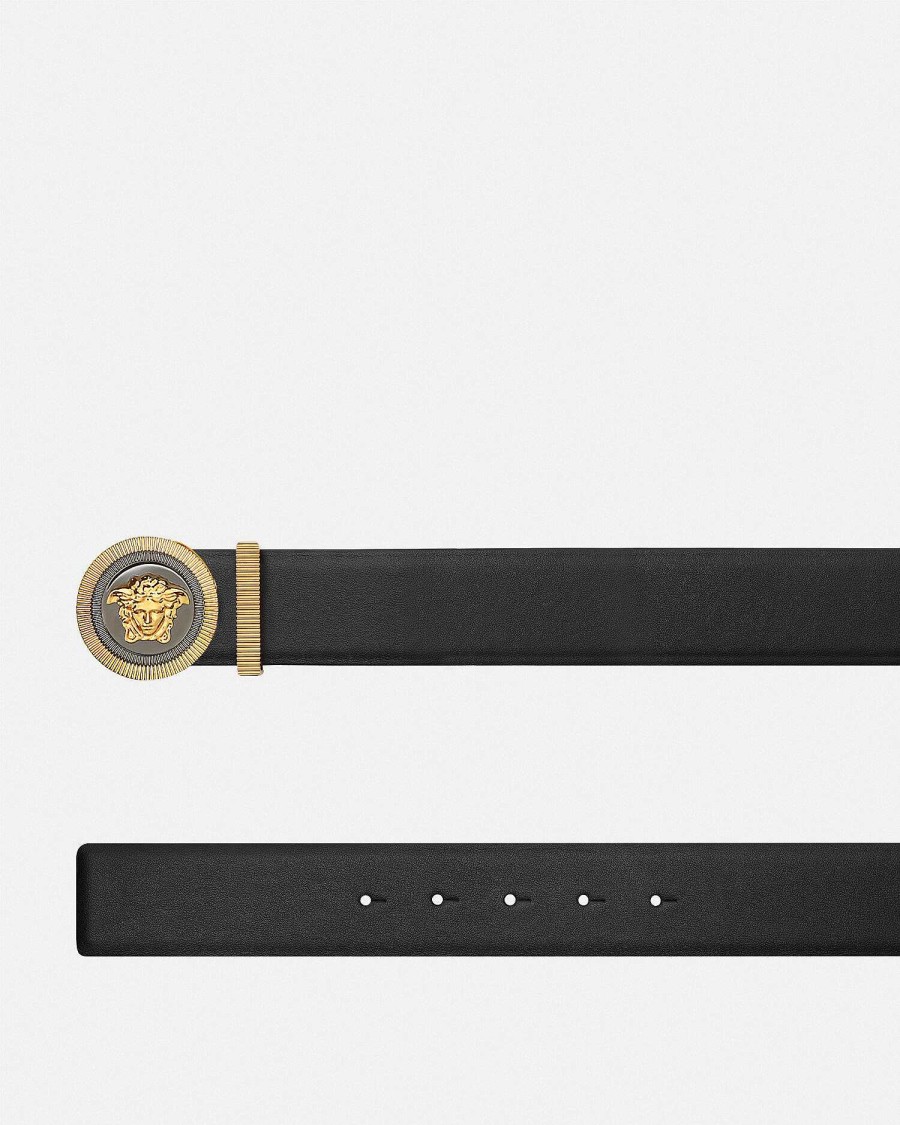 Online Enamel Medusa Biggie Leather Belt Belts