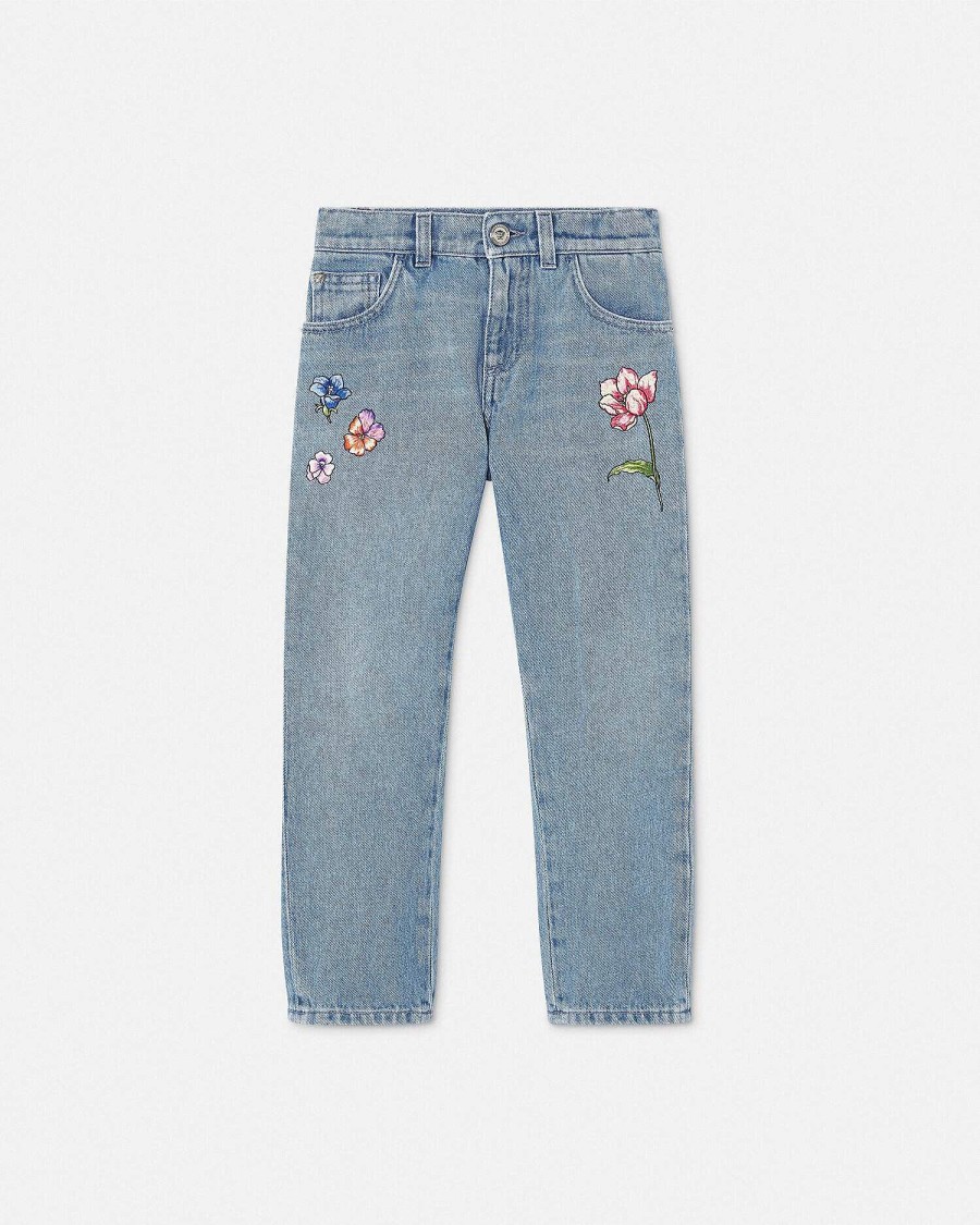 Wholesale Embroidered Blossom Kids Jeans Clothing